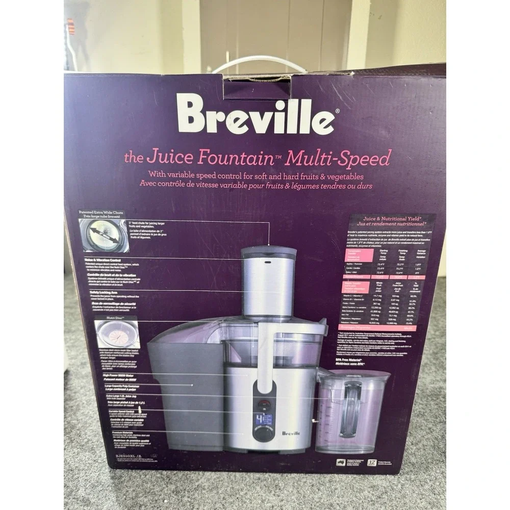 Breville BJE510XL Juice Fountain Multi-Speed 900W Centrifugal Juicer Complete
